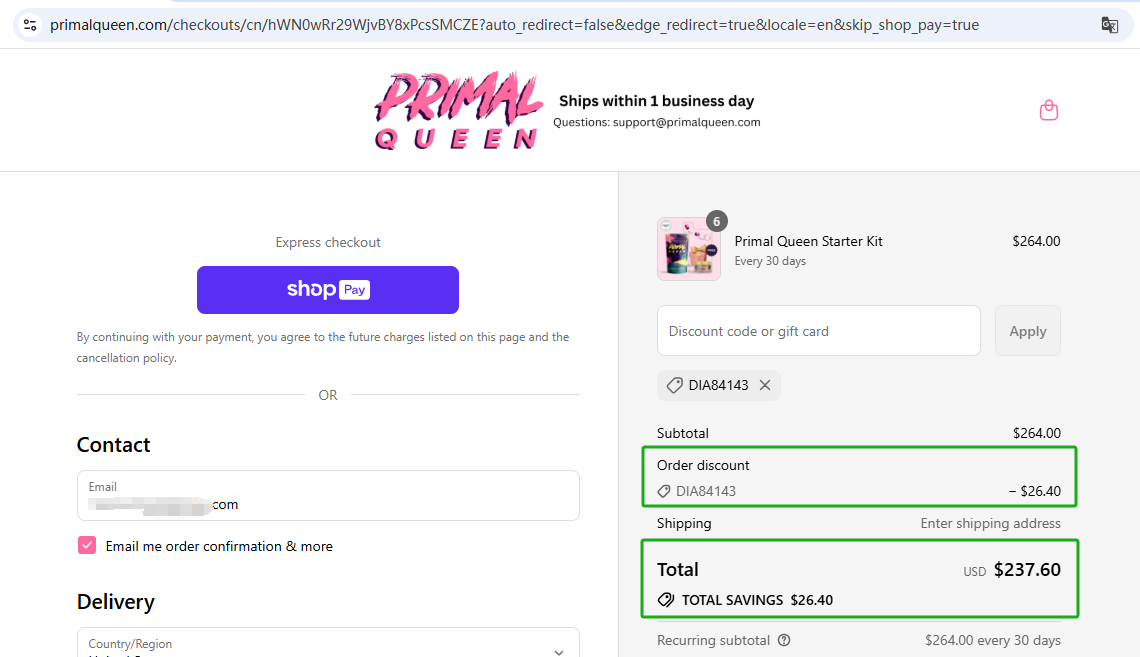 Primal Queen Monthly Checkout